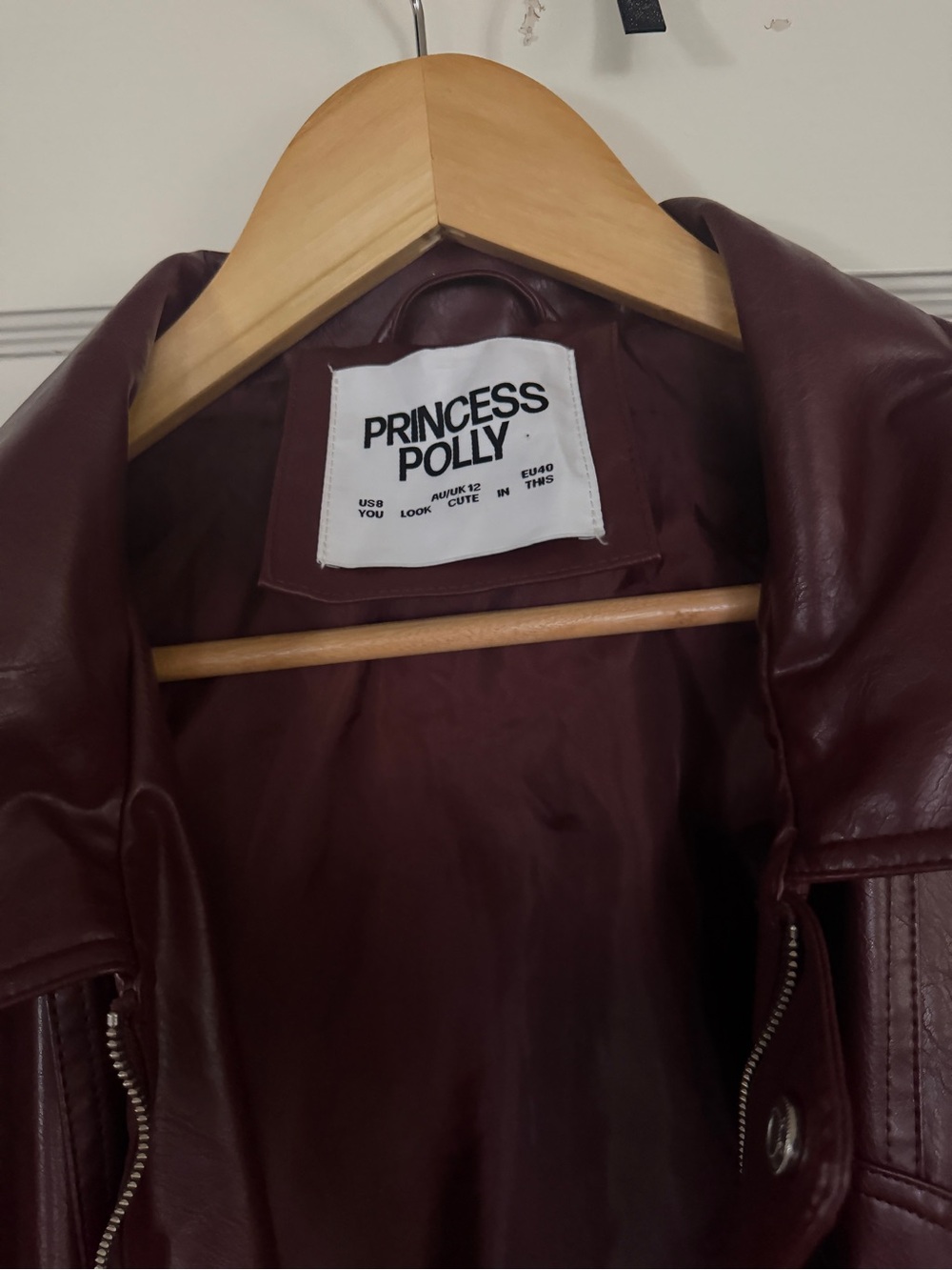Princess Polly Oversized Faux Leather Jacket - Burgundy Wine - Picture 4 of 4